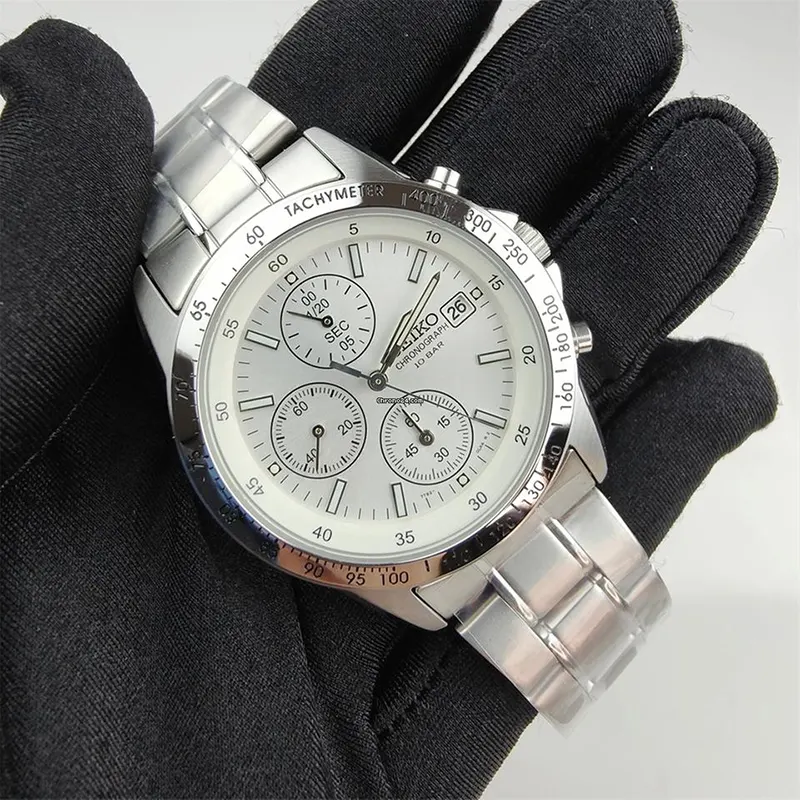 Seiko Spirit Chronograph Sporty White Dial Men's Watch- SBTQ039